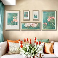 现代简约火烈鸟客厅装饰画沙背景墙壁画美式风格餐厅组合挂画