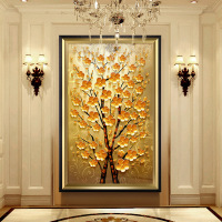财树玄关过道装饰画欧式美式走廊墙画金钱树风水玄幻壁画