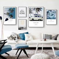 北欧风格客厅装饰画沙背景墙壁画ins绿植现代简约餐厅组合挂画