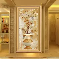 对玄关装饰画竖版过道走廊背景墙面欧式客厅晶瓷挂画家和富