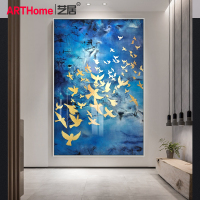 艺居 美式玄关画现代简约进入户装饰画走廊过道竖版挂画艺晶画