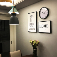 北欧风格餐厅装饰画客厅刀叉饭厅挂画双联过道画字母钟表简约绿植