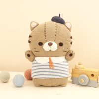 手工DIY婴儿早教智力开玩具摇铃布艺孕妇手工DIY娃娃宝宝睡觉婴儿安抚陪睡哄睡眠神器玩偶 傲娇小猫咪 拍免一(男女孩礼物