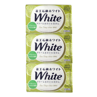 日本花王进口香皂white天然奶植物沐浴香皂 洁面皂沐浴皂肥皂130g 三块装 柠檬茉莉花香