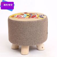 实木布艺凳子小板凳时尚换鞋凳家用圆椅矮凳客厅卧室沙发凳布艺凳 圆凳悟空25*28