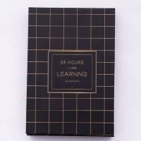 日系可爱少女收纳整理桌面化妆镜加厚化妆品收纳盒单面镜折叠镜子 黑色 格子