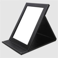 喜庆台式折叠镜子大号便携女孩翻盖式立式厕所特大男生粉色迷你 黑纹大号