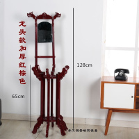 仿古脸盆架落地卫生间置物面盆架铁艺浴室卫生间铁艺洗脸盆架子 龙头款加厚红棕色(无框镜)