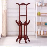 仿古脸盆架落地卫生间置物面盆架铁艺浴室卫生间铁艺洗脸盆架子 平头款加厚红棕色(无镜)