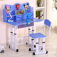 儿童学习书桌小孩桌子男女孩作业课桌椅组合套装小学生家用可升降 优质加大吸塑款X87米奇蓝色 桌椅一套+