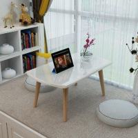 北欧风矮床上小桌子矮桌折叠炕桌折叠床上茶几炕几飘窗桌榻榻米桌 A款象牙白实木脚 均码