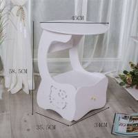 小圆桌圆形咖啡桌客厅沙发边几茶几欧式阳台方桌杂志收纳小桌子 新款大号KT猫抽屉 组装