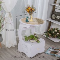 小圆桌圆形咖啡桌客厅沙发边几茶几欧式阳台方桌杂志收纳小桌子 新款小号招猫财抽屉 组装