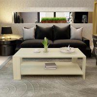 简约茶几现代客厅边几家具储物茶几双层木质小茶几咖啡桌子 枫木色120*50*42高 组装