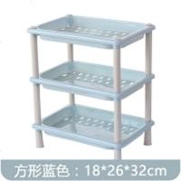 三层桌面塑料收纳架厨房卫生间多层置物架浴室整理架杂物储物架 方形蓝色 默认