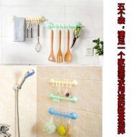 毛巾架免打孔强力吸盘架置物架厨房浴室卫生间壁挂收纳架无痕挂钩 (5套装)6连挂钩-颜色随机