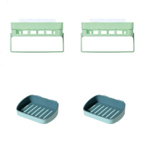 卫生间浴室挂架收纳架长方形带毛巾架镂空多层肥皂盒洗手间置物架 随机颜色 不指定颜色尽量不重复 2个肥皂