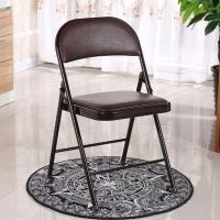 折叠椅办公椅会议椅电脑椅座椅培训椅靠背椅/椅子学习椅家用椅子 加强款钢板底座双层海绵黑腿棕面