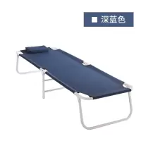 简易折叠床单人床家用躺椅午休床折叠椅成人午睡床陪护便携行军床 深蓝色 行军床-双层