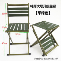 便捷式实用折叠凳军工加厚马扎成人钓鱼靠背椅子矮凳子儿童换鞋凳 特厚大号升级靠背 军绿色