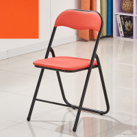 家用折叠椅凳子靠背椅便携椅宿舍电脑椅会议椅办公椅子培训椅餐椅 红色 时尚款后连腿木板底座