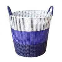 塑料藤编脏衣桶毛巾收纳蓝筐脏衣篓脏衣篮洗衣篮储物收纳竹 高38CM紫色渐变