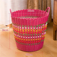 纳匡脏衣篮脏衣篮内衣收纳框筐藤编衣箱蓝子编织竹篮脏衣桶衣服收 中号红色田园