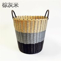 整理脏衣篮篓装置物篮栏搂箩脏衣桶篮丢脏衣筐大号匡放脏衣服收纳 42CM高XXL棕灰米