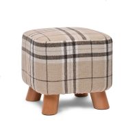 小凳子实木家用小椅子时尚换鞋凳圆凳成人沙发凳矮凳子创意小板凳 条纹方格