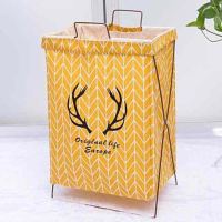 收纳筐可爱卡通布艺落地式脏衣桶白色衣物脏衣篮手提尿布收纳 香槟色 16香槟色