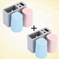 多规格牙刷架子洗漱套装带杯子壁挂式免打孔无痕粘贴挂钩漱口杯座 四口之家[2+2]牙刷架