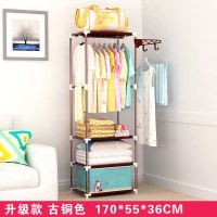 吉良缘多功能衣帽架落地挂衣架室内衣服架卧室客厅简易置物收纳架 古铜
