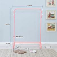单杆落地晾衣架卧室阳台挂衣架简易收纳晒衣杆欧式简约置物衣帽架 双衣帽钩款小号-粉色