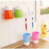 1/2/3口之家牙刷架洗漱套装情侣牙膏架漱口杯牙刷盒刷牙杯架台式 单身贵族颜色随机发