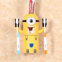 小黄人牙刷架懒人自动挤牙膏器卡通刷牙杯创意儿童成人洗漱套装 小黄人单眼