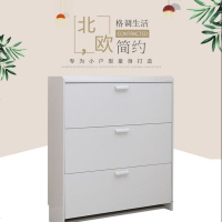 鞋柜简易鞋柜进鞋架免收纳家用鞋柜厅柜鞋柜简易实木色漆鞋柜 双层50宽24厚107高 木纹白色