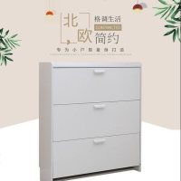 鞋柜简易鞋柜进鞋架免收纳家用鞋柜厅柜鞋柜简易实木色漆鞋柜 单层65宽17厚107高 木纹白色