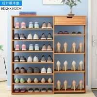 简易仿实木鞋架鞋柜子家用组装收纳储物柜多层防尘玄关口放鞋架 八层加长红叶枫木色