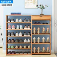 简易仿实木鞋架鞋柜子家用组装收纳储物柜多层防尘玄关口放鞋架 七层加长红叶枫木色
