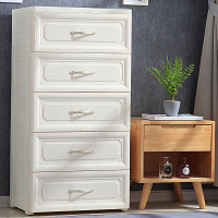 欧式大号抽屉式收纳柜储物柜塑料整理柜儿童宝宝衣柜收纳箱鞋柜子 欧式纯米白纯大抽 四层