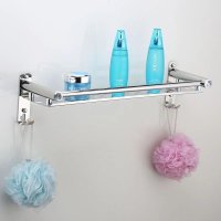 加厚毛巾架免打孔卫生间置物架不锈钢浴室收纳架厕所墙上壁挂件 打孔款(收藏送大礼包) 加厚50托盘(不