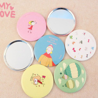 迷你可折叠小镜子随身化妆美妆镜时尚便携式圆形方形双面镜皮面镜 单面圆形马铁镜随机3个装