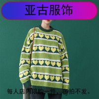 2019秋装新款爱心针织毛衣女学院风圆领百搭韩版宽松上衣潮