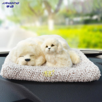 享动车内饰品摆件个性创意可爱网红汽车用品车载中控台装饰抖音仿真狗 土白拉布拉多-蹲