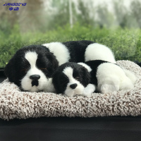 享动车内饰品摆件个性创意可爱网红汽车用品车载中控台装饰抖音仿真狗 边牧犬母子-狗趴