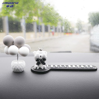 享动汽车临时停车牌挪车电话号码牌移车卡可爱车载摆件车上停靠用品女 丝带皇冠熊(白)-黑色镶钻停车牌+灰白小香薰气球摆件