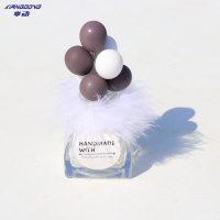 享动汽车临时停车牌挪车电话号码牌移车卡可爱车载摆件车上停靠用品女 灰白羽毛玻璃瓶气球