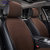 享动汽车坐垫三件套四季单片亚麻单个屁屁垫无靠背夏季凉垫车座垫 简约麻魔力咖靠背2个