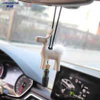 享动小清新一鹿平安汽车挂件车内吊饰可爱小鹿简约后视镜挂饰饰品女 墨绿色水貂毛一鹿平安车挂