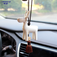 享动小清新一鹿平安汽车挂件车内吊饰可爱小鹿简约后视镜挂饰饰品女 深咖色一鹿平安车挂